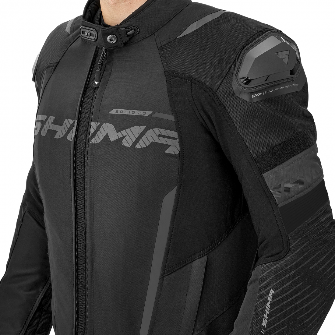 SHIMA SOLID 2.0 CHAQUETA TEXTIL DE MOTO HOMBRE NEGRO 