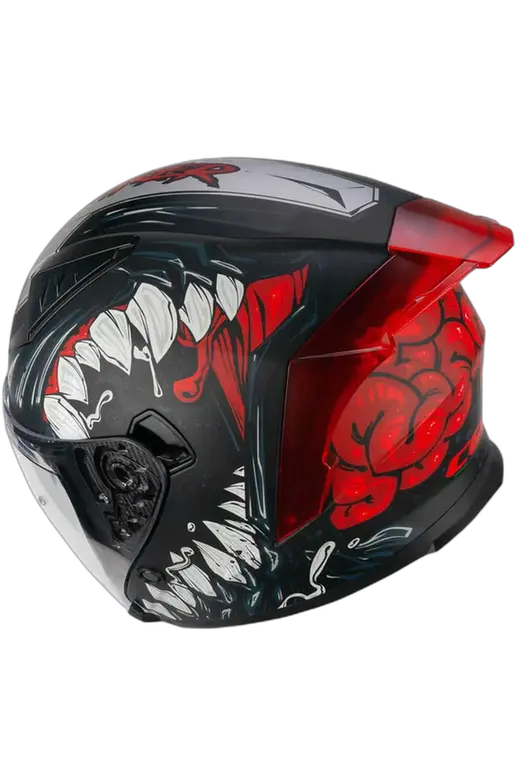 CGM 127X DEEP FREAKER Motociclo Jet Caschi Nero Rosso opaco 