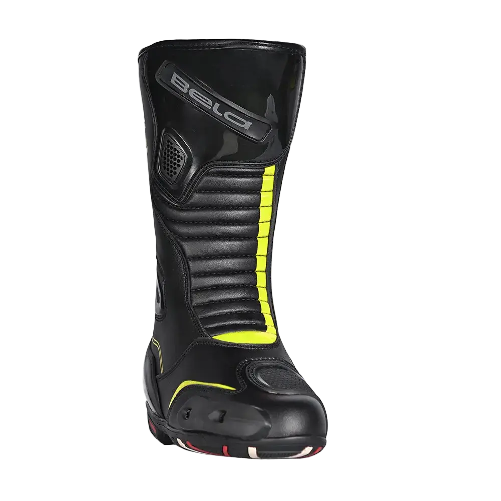 Bela Strip stivali da moto sportivo Nero/Giallo Flu 