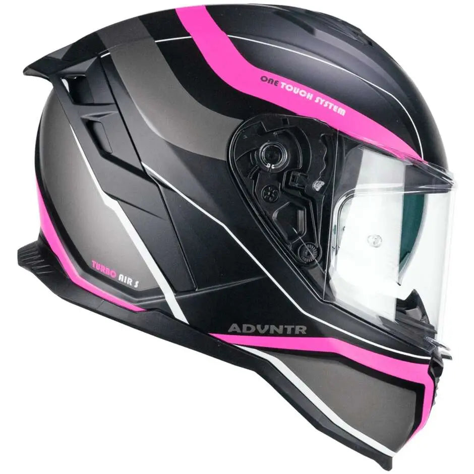 CGM 363X Casco SHOT RUN Nero Fucsia fluo opaco right