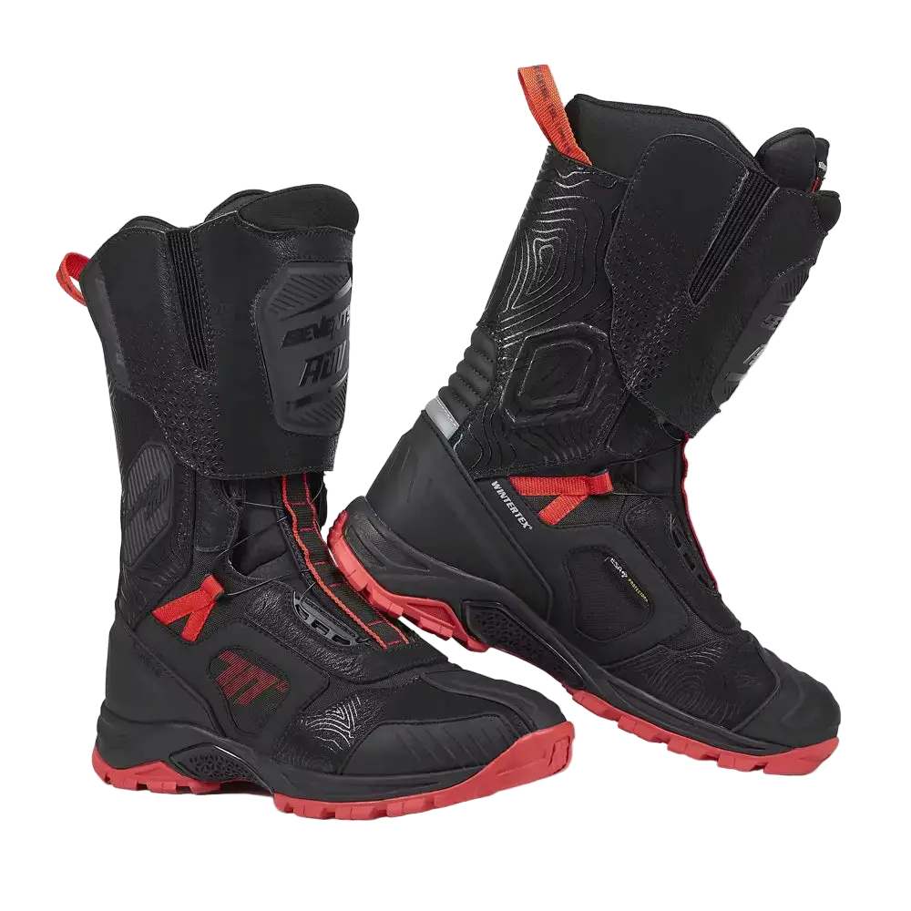SEVENTY SD-BA6 STELVIO HIGH Moto Unisex Adventure Stivali Neri Rossi 
