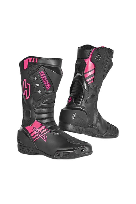 Shua - SuperTech Stivali da moto da corsa - Nero Rosa 