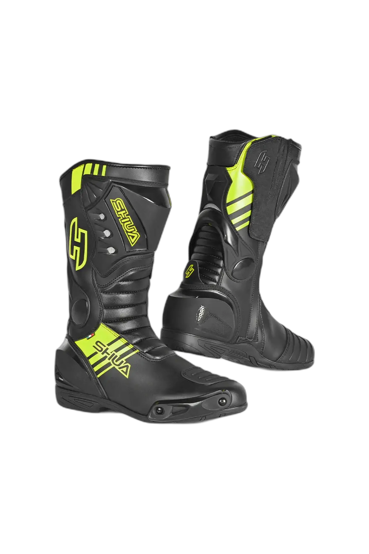 Shua Super Tech Stivali da moto da corsa Pista Nero Giallo 