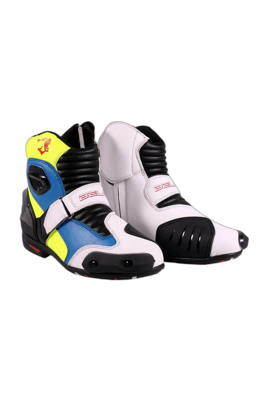 Bela Faster racing Motociclo Stivali Da Corsa Bianco Blu 