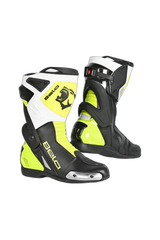 Bela Stivali da moto corsa Turbo Track - Nero Bianco Giallo Fluo 