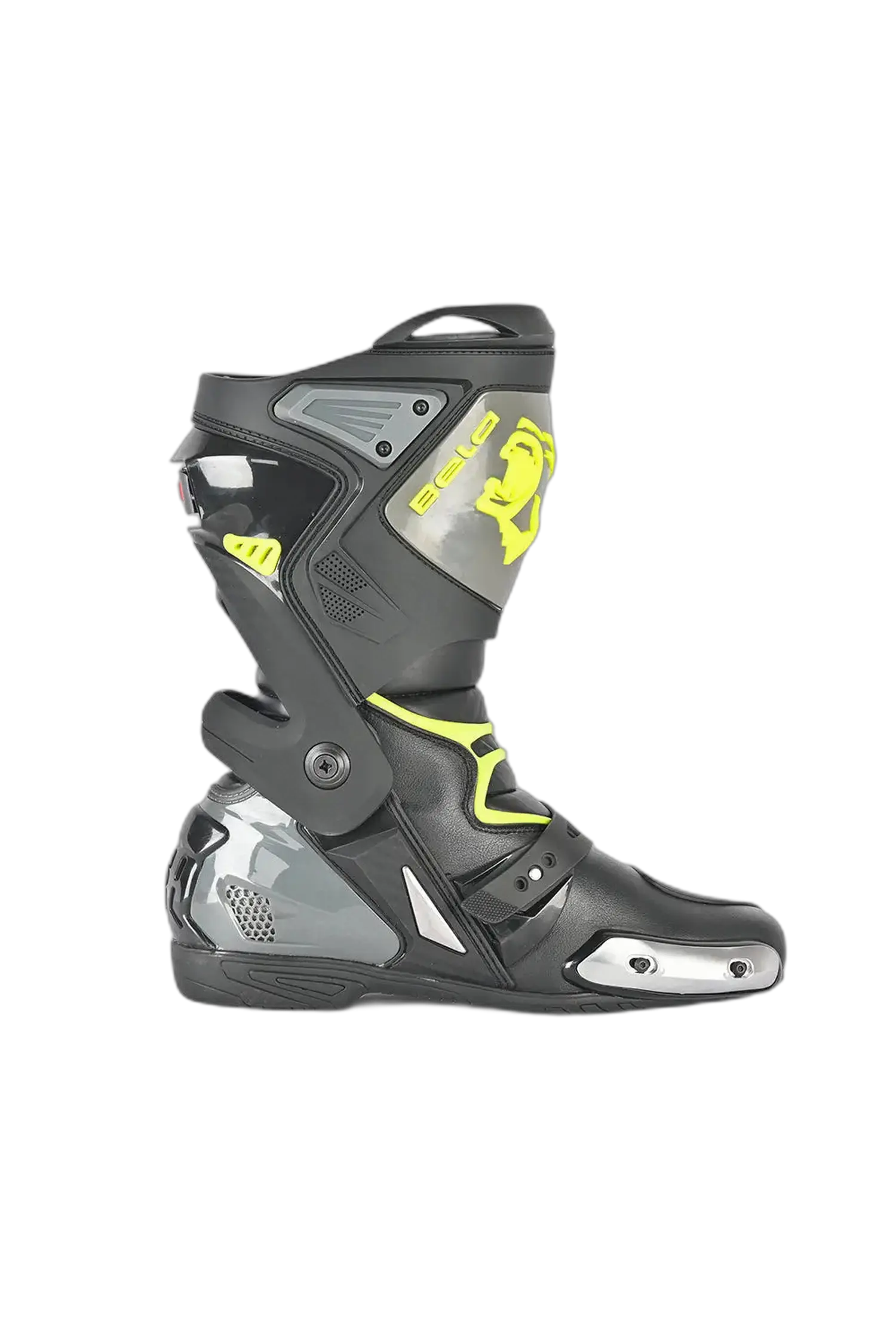 Bela Race Pro Stivali Da Corsa Moto Nero/Grigio/giallo 