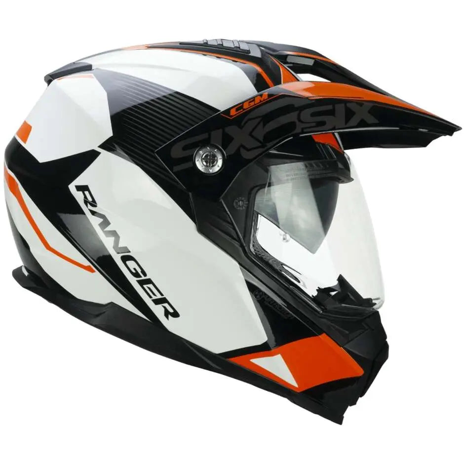 CGM 666G TWIN RANGER Moto Integrali Avventura Caschi Bianco Arancione