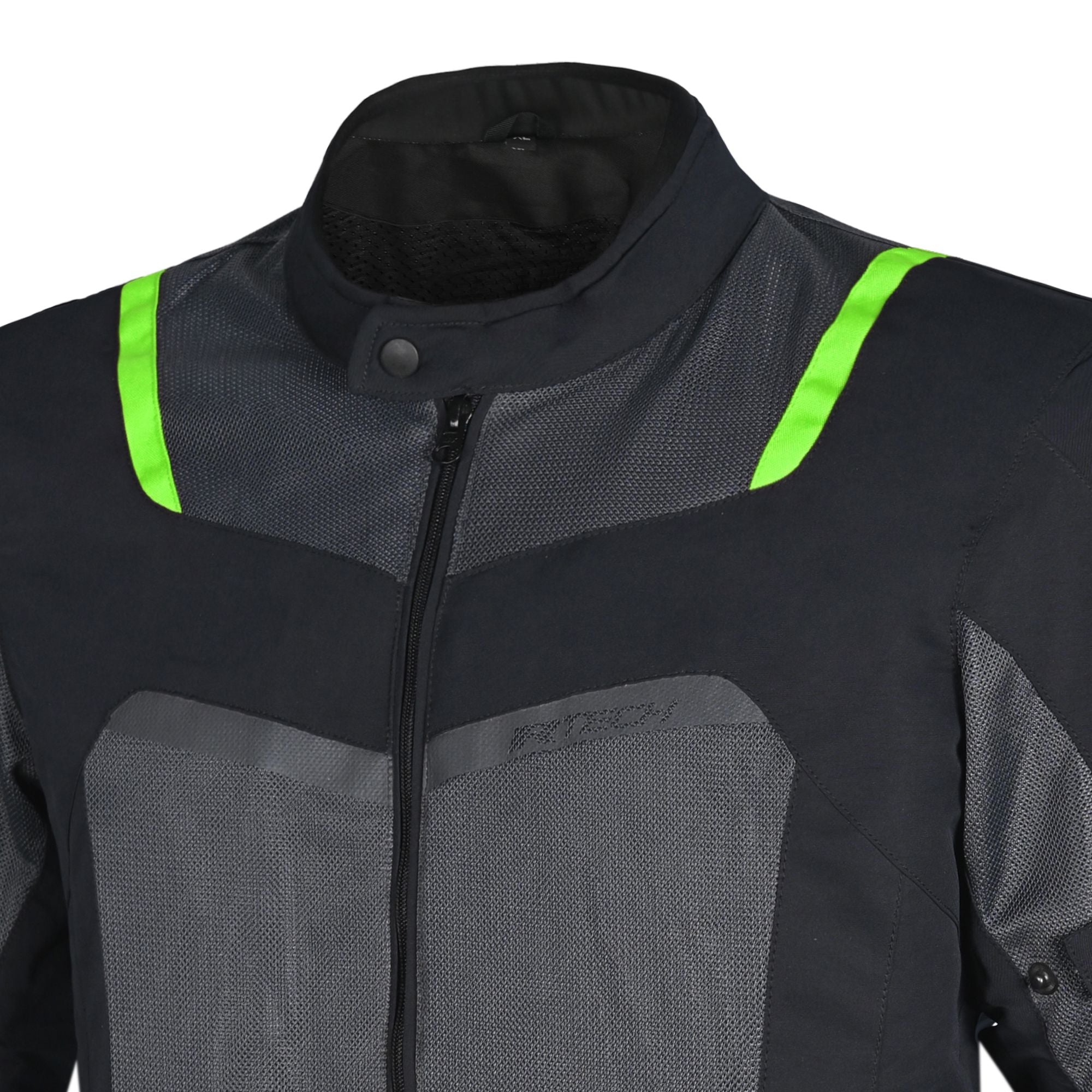 R-TECH SPIRAL MESH CHAQUETA DE MOTO DE HOMBRE TEXTIL NEGRO GRIS VERDE FLUO 