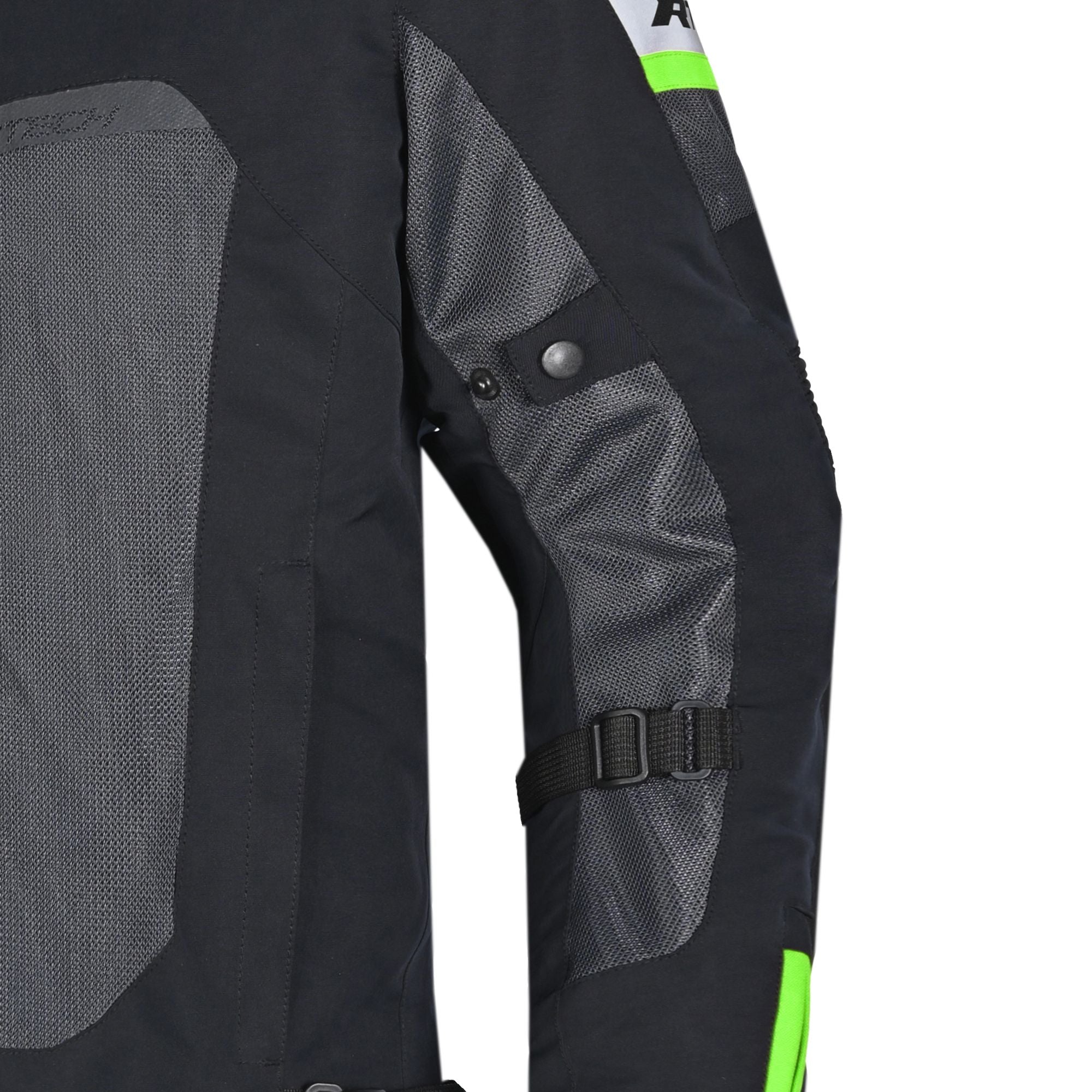 R-TECH SPIRAL MESH CHAQUETA DE MOTO DE HOMBRE TEXTIL NEGRO GRIS VERDE FLUO 