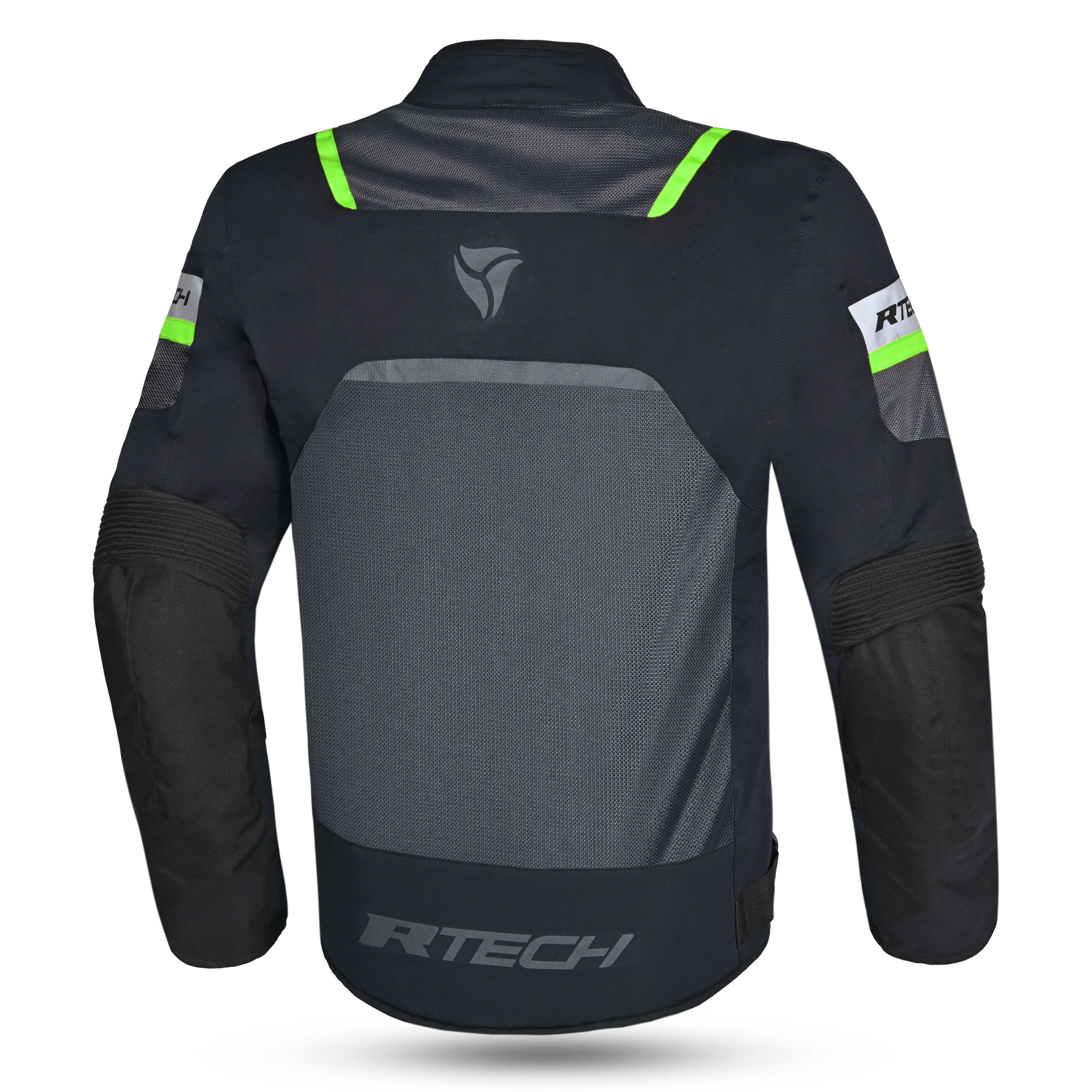 R-TECH SPIRAL MESH CHAQUETA DE MOTO DE HOMBRE TEXTIL NEGRO GRIS VERDE FLUO 
