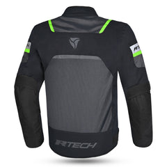 R-TECH SPIRAL MESH CHAQUETA DE MOTO DE HOMBRE TEXTIL NEGRO GRIS VERDE FLUO 