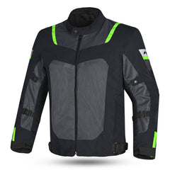 R-TECH SPIRAL MESH CHAQUETA DE MOTO DE HOMBRE TEXTIL NEGRO GRIS VERDE FLUO 