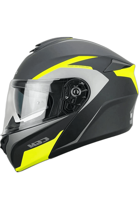 CGM 568G BER DRESDA Moto Modulare Caschi Grafite Giallo fluo opaco 
