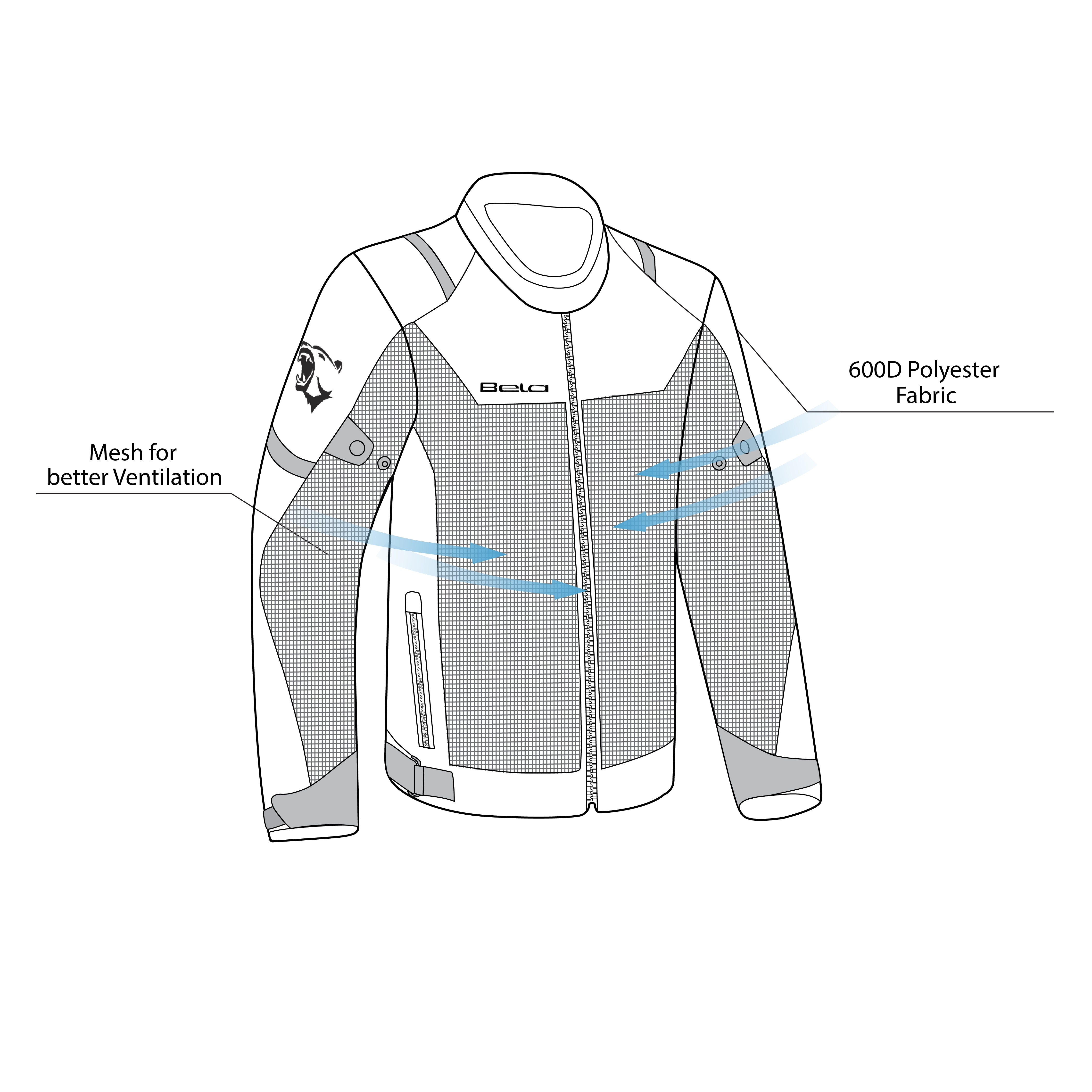 Bela MESH PRO GIACCA MOTO IN TESSUTO TRAFORATO ESTIVA UOMO NERO 