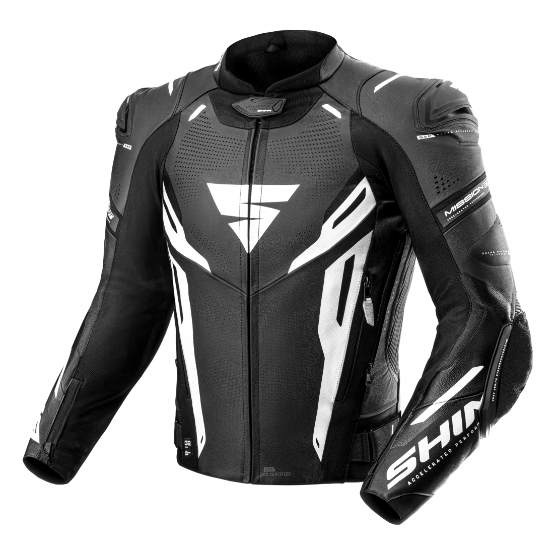 SHIMA MISSION ST G2 CHAQUETA DE PIEL MOTO NEGRO BLANCO 