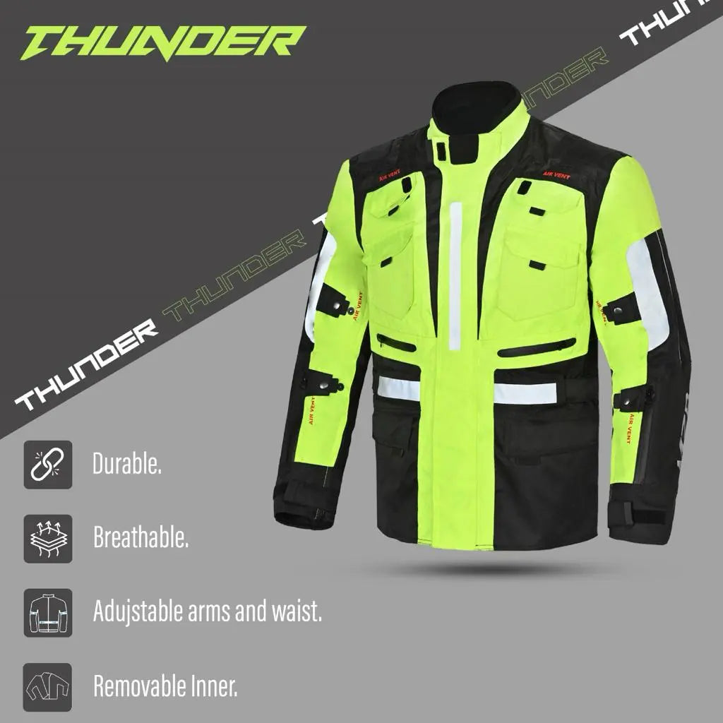 MZB Thunder Giacca da moto impermeabile Uomo Nero Flu shoot 5