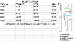MZB Thunder Giacca da moto impermeabile Donna Nero Grigio size chart
