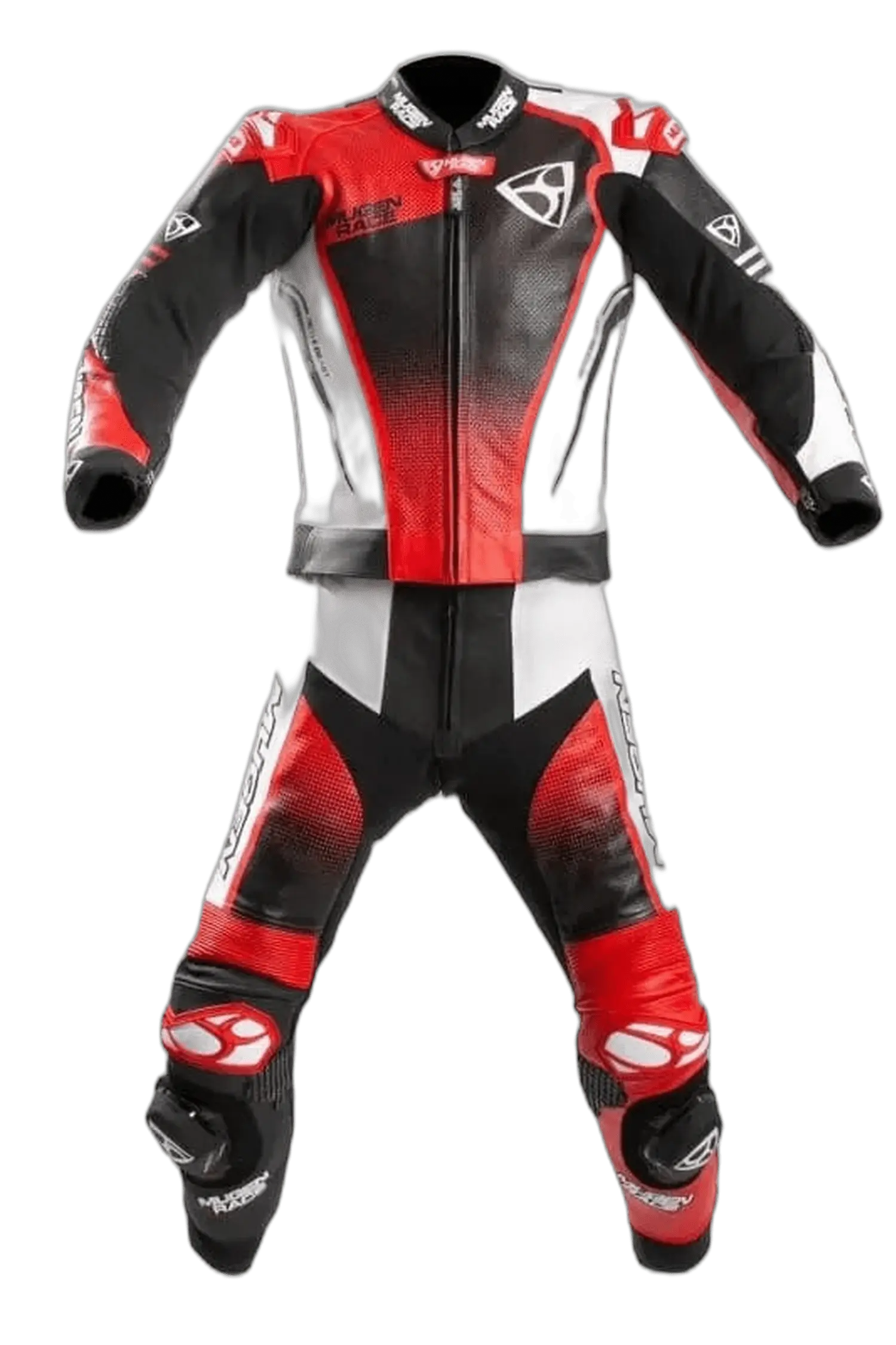 MUGENRACE MNR-2402 SIDEGUN 2 pezzi Tuta pelle Nero Bianco Rosso 