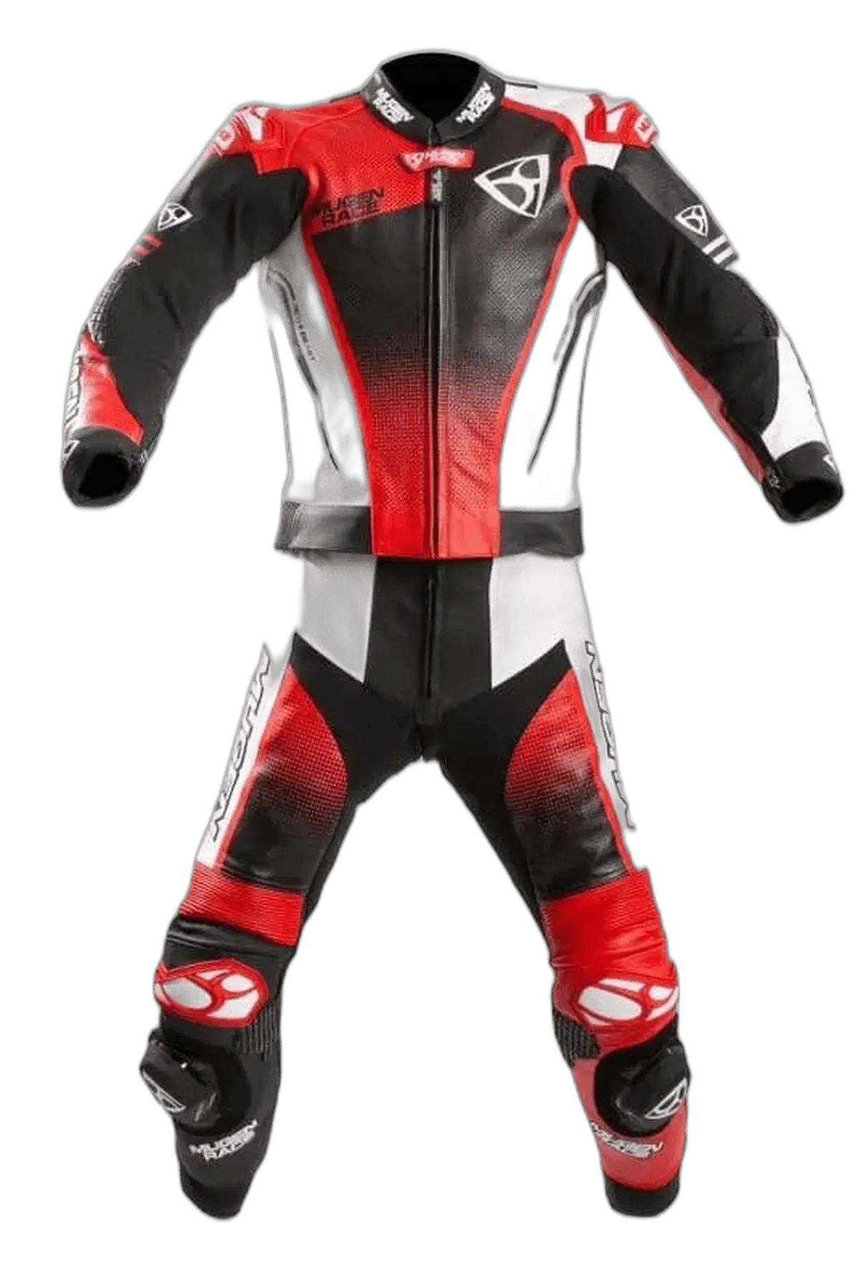 MUGENRACE MNR-2402 SIDEGUN 2 pezzi Tuta pelle Nero Bianco Rosso 