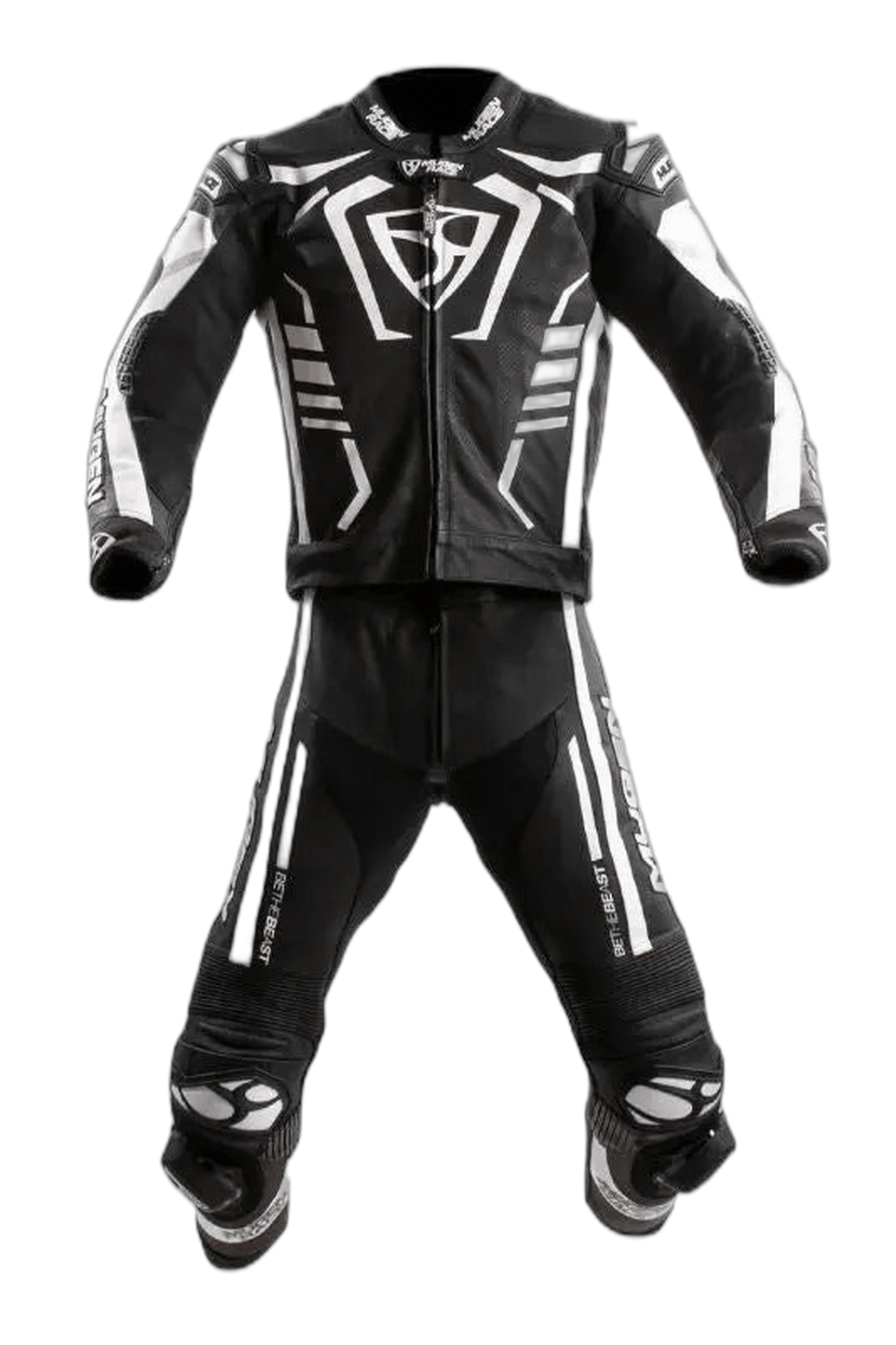 MUGENRACE MNR-2412 Tuta pelle 2 pezzi nera bianca 