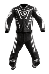 MUGENRACE MNR-2412 Tuta pelle 2 pezzi nera bianca 
