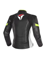 R-TECH -Tom Rider donna Giacca in pelle Negro/Blanco/Amarillo 