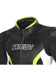R-TECH -Tom Rider donna Giacca in pelle Negro/Blanco/Amarillo 