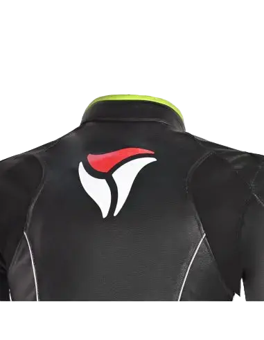 R-TECH -Tom Rider donna Giacca in pelle Negro/Blanco/Amarillo 