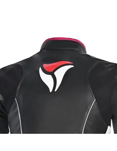 R-TECH -Tom Rider donna Giacca in pelle Negro/Blanco/Fuschia 