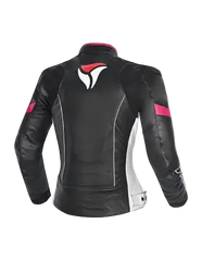 R-TECH -Tom Rider donna Giacca in pelle Negro/Blanco/Fuschia 
