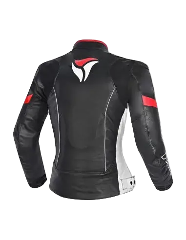 R-TECH -Tom Rider donna Giacca in pelle Negro/Blanco/Rosso 