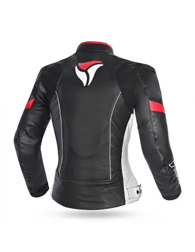 R-TECH -Tom Rider donna Giacca in pelle Negro/Blanco/Rosso - Yamoto.it