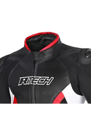 R-TECH -Tom Rider donna Giacca in pelle Negro/Blanco/Rosso 
