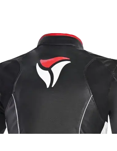 R-TECH -Tom Rider donna Giacca in pelle Negro/Blanco/Rosso 