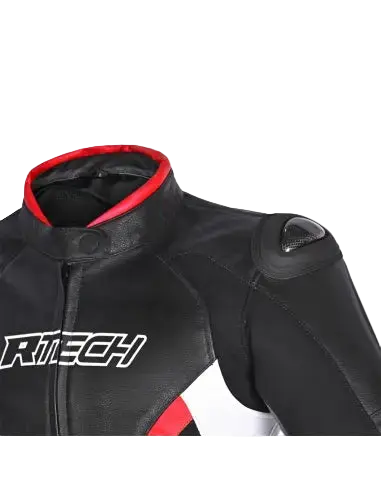 R-TECH -Tom Rider donna Giacca in pelle Negro/Blanco/Rosso 