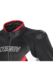 R-TECH -Tom Rider donna Giacca in pelle Negro/Blanco/Rosso 