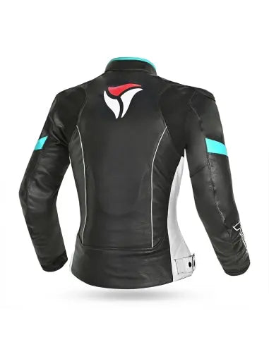 R-TECH TOM RIDER GIACCA IN PELLE DONNA NERO/BIANCO/TURCHESE – Yamoto.it