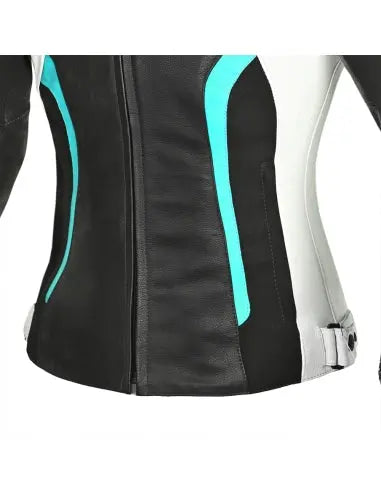 R-TECH -Tom Rider donna Giacca in pelle Negro/Blanco/Turchese - Yamoto.it
