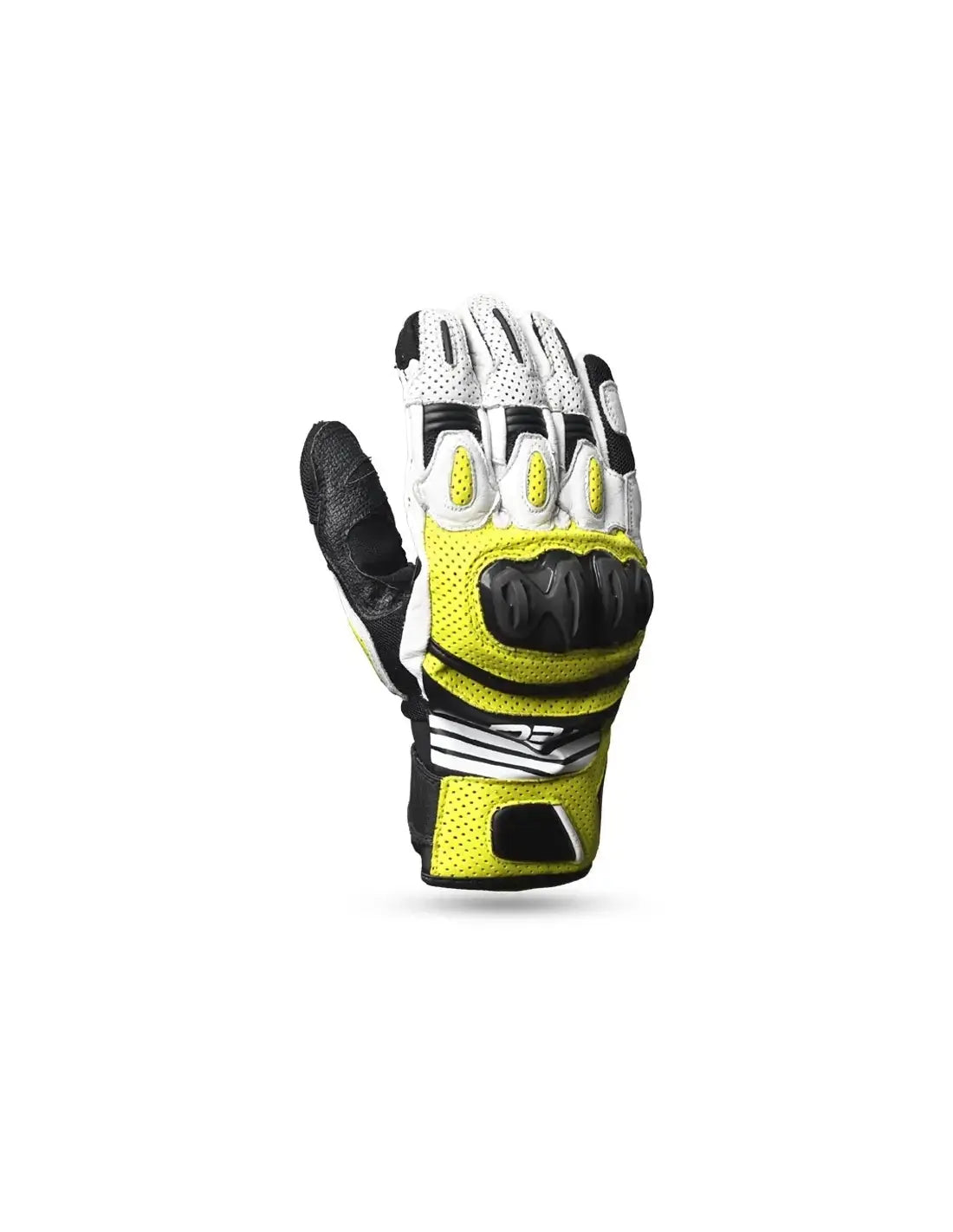 R-TECH - GUANTE PIEL ROCCO Racing Nero/Amarillo Farina front