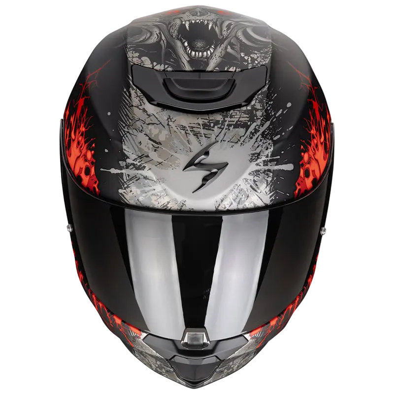 SCORPION CASCHI EXO-391 WOLF NERO MATE ARGENTO ROSSO 