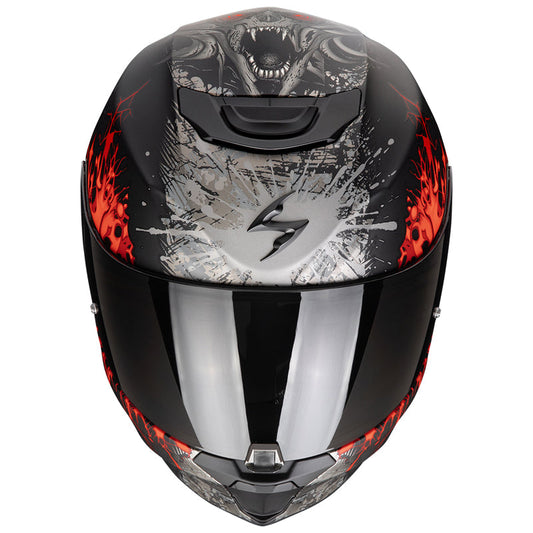SCORPION CASCOS EXO-391 WOLF NEGRO MATE PLATA ROJO 