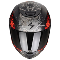 SCORPION CASCOS EXO-391 WOLF NEGRO MATE PLATA ROJO 