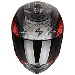 SCORPION CASCHI EXO-391 WOLF NERO MATE ARGENTO ROSSO 