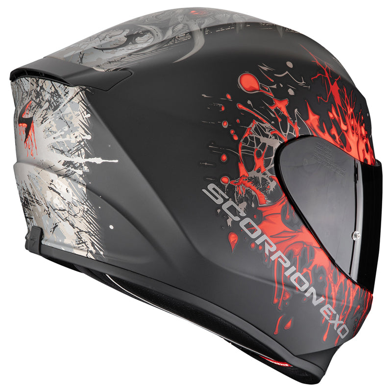 SCORPION CASCOS EXO-391 WOLF NEGRO MATE PLATA ROJO 