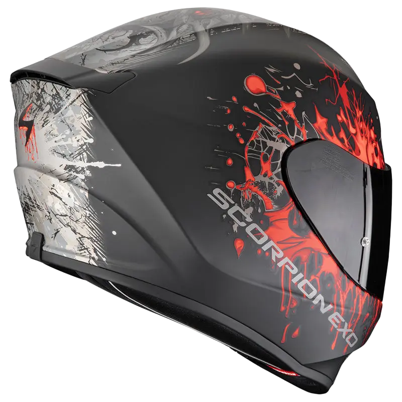 SCORPION CASCHI EXO-391 WOLF NERO MATE ARGENTO ROSSO 