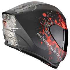 SCORPION CASCHI EXO-391 WOLF NERO MATE ARGENTO ROSSO 