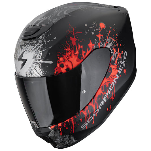 SCORPION CASCOS EXO-391 WOLF NEGRO MATE PLATA ROJO 