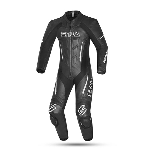 Shua Infinity Nero Bianco 1PC Tute da Moto Pelle Uomo 