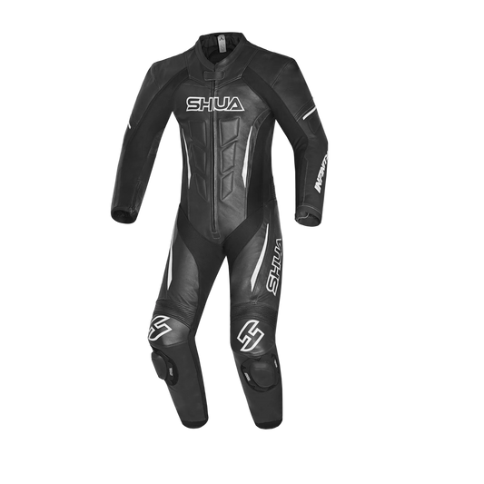 Shua Infinity Nero Bianco 1PC Tute da Moto Pelle Uomo