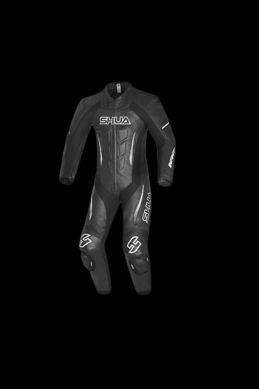 Shua Infinity Nero Bianco 1PC Tute da Moto Pelle Uomo 